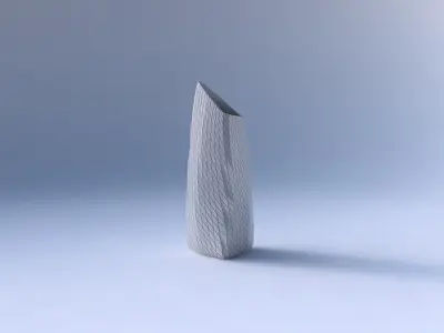 Vase tipped triangle with twisted diagonal grid plates 3D print model