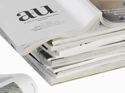 Opened magazines stack set 3D model