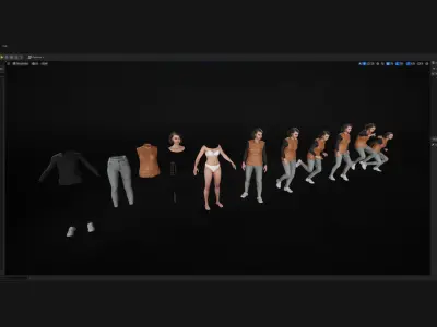 Woman - Autumn Outfit - Modular - Rigged Low-poly 3D model