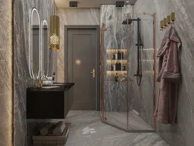 Modern Luxury Bathroom Interior Scene  3D model 3D model