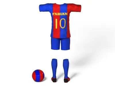 European Fotball Player Clothes Low-poly 3D model
