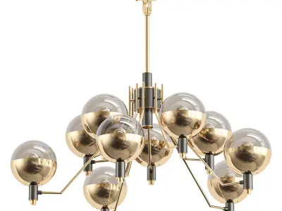 tummm modern chandelier with brass and glass globes 3D model