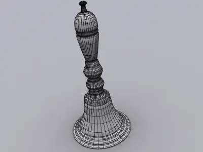 Handbell brass bell with wooden handle 3D model