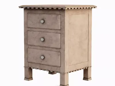 Old Wooden Dresser 04 Low-poly 3D model