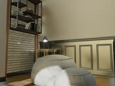 living room interior Low-poly 3D model