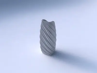 Vase arc rectangle with wavy extruded lines 3D print model