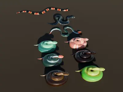 Animated snakes pack 3D model