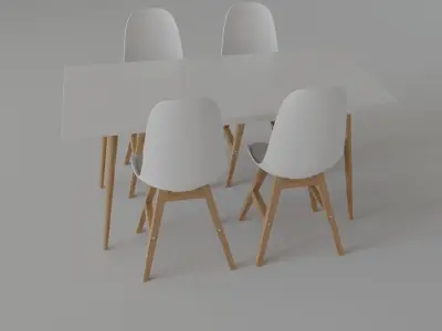 Dining table with chairs 3D model purchase