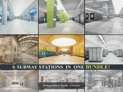 Subway Stations and Railway Trains Collection 3D Model Pack