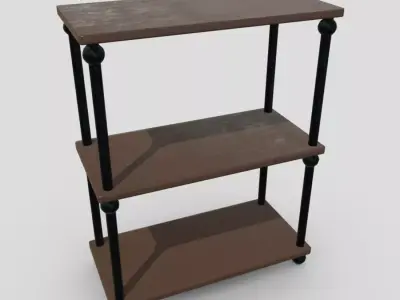 Shelf 4 three bookcase Low-poly 3D model