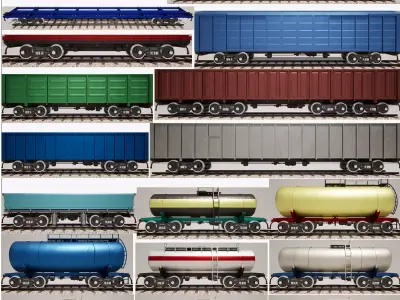 Animated game-ready train cars 3D Model Pack