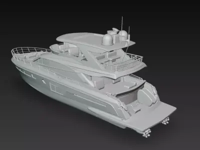 Luxury Flybridge Motor Yacht - Modern Super Yacht Exterior Free 3D print model