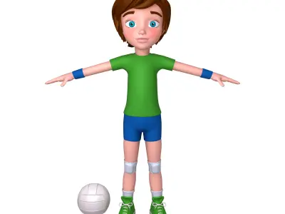 Volleyball Player Cartoon 3D model