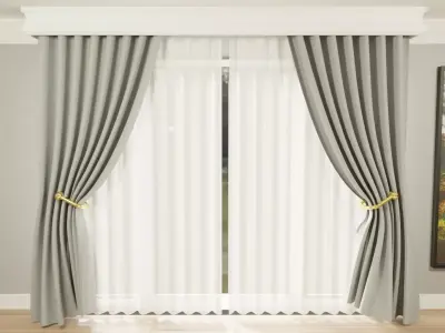 Curtains modern interior - model 2 - 3D model Free 3D model