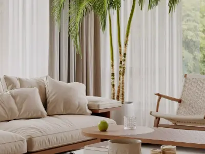 Cream Home Living Room 3D model