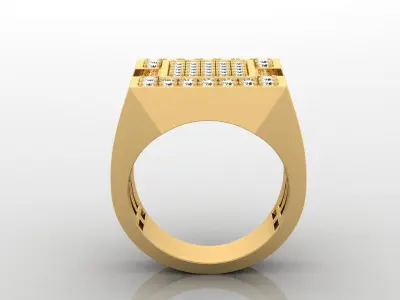 Ring M33 Mens luxury ring with gem 3D print model