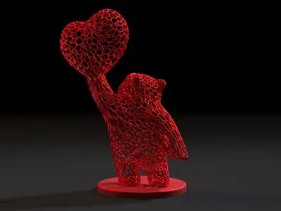 Bear with heart 3D print model