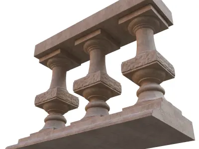 Stone balustrades 01-05 3D Model Collection
