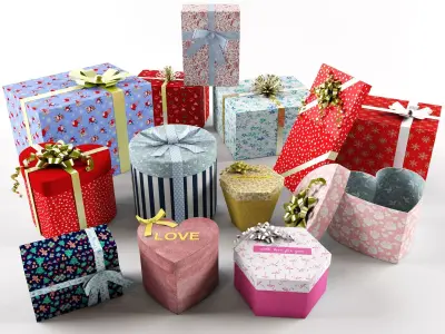  Set of 13 dizzy and deadpan collection gifts boxes 3D model