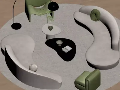 Modern Curved Sofa 3D model