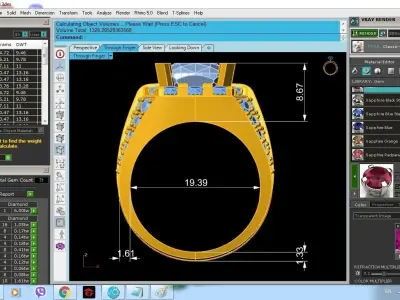 Luxury Ruby Parallel Band Ring for Men 189 3D print model