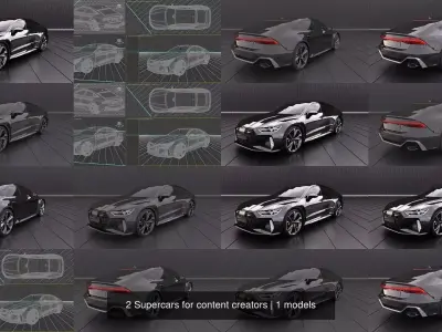 2 Supercars for content creators 3D Model Pack