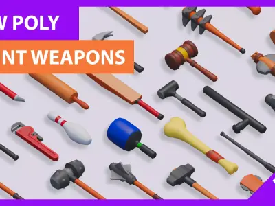 Low poly Blunt Weapons Low-poly 3D model