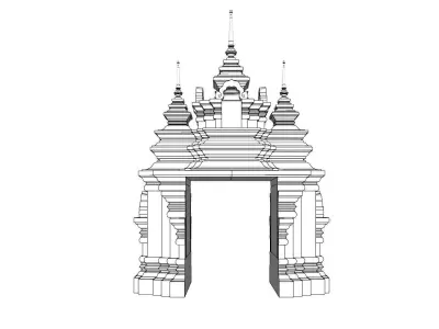 Traditional Thai Temple Gate Low-poly 3D model