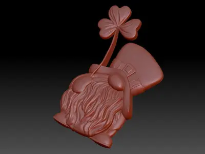 Gnome and clover 3D print model