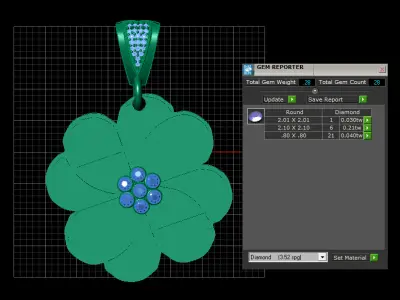 gold flower pendant 3D print model