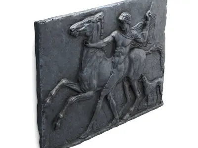 Wall greek relief with horse Low-poly 3D model