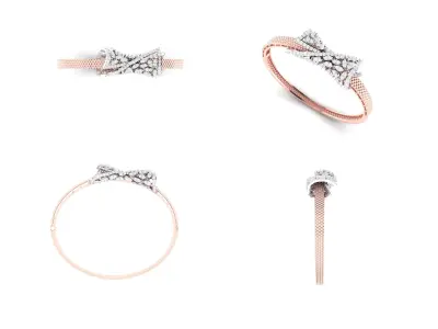 Rose Gold Diamond Woman Bracelet 3D Print Model 3D print model 2