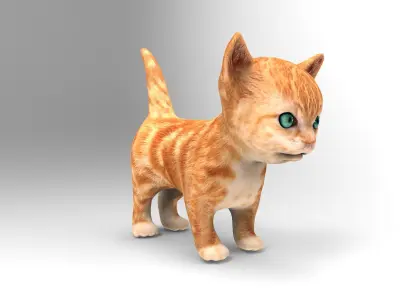 3D Cute Cat Model Low poly  Low-poly 3D model