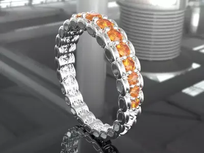 woman-ring-half-round-gems-with-taper Free 3D print model