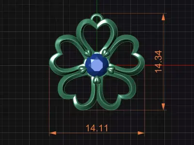 Elegant Heart Petal Flower Pendant 3D Model for Jewelry Design 3D print model