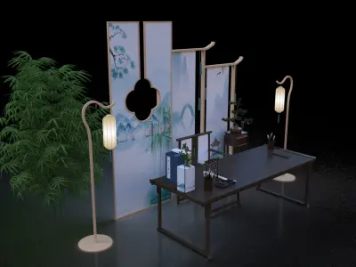 Chinese style Chinese element artistic conception 3D model