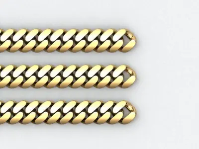 3 TYPES OF CUBAN LINK CHAIN SOLID AND HOLLOW FOR BRACELETS 3D print model