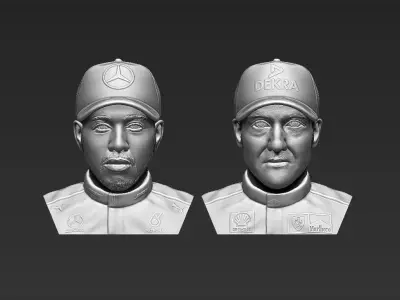 Michael Schumacher Lewis Hamilton busts for 3D printing 3D Model Pack