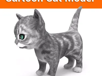 3D Cartoon cute cat  Low-poly 3D model