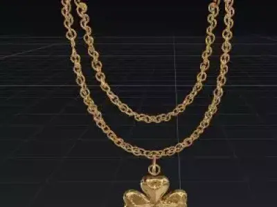 Golden Clover Charm Necklace Timeless  Luck Jewelry  3D print model