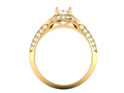 Classic Yellow Gold Diamond Engagement Ring 3D print model