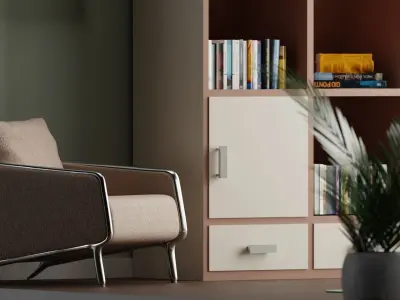 Home library room 3D model