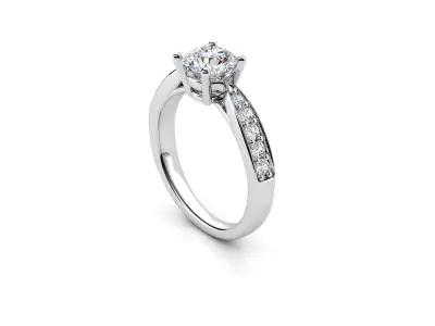ZDR092 diamond engagement ring with pave set diamonds 3D print model