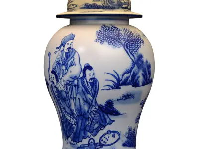Empel Collections Ginger Jar Table Lamp Chinoiserie Pattern 3D model
