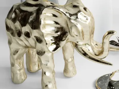 Decor collection Candle and figurine of an elephant 3D model