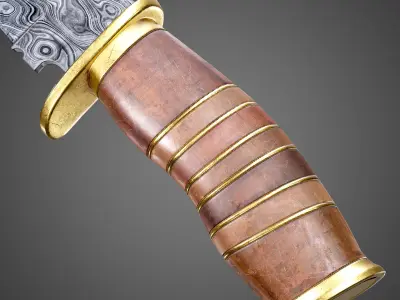 Damascus Steel Knife AAA PBR Game Ready Melee Asset Low-poly 3D model