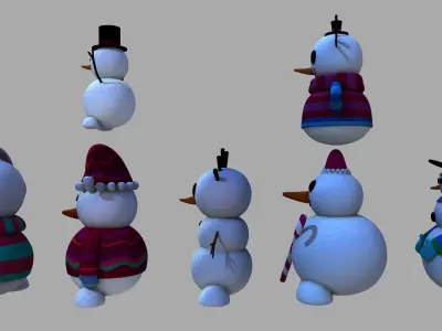 Snowman Merry Christmas Low-poly 3D model