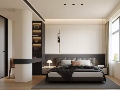 Modern Minimalist Bedroom 132 3D model