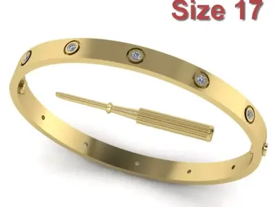 Love Bracelet With Diamond - Size 17 3D print model