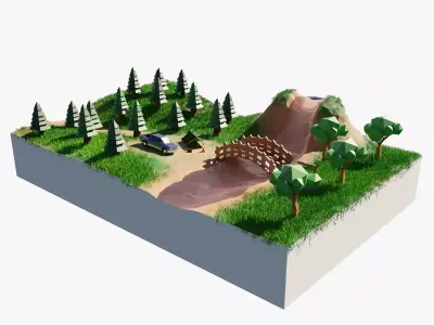 Low poly scene Free low-poly 3D model